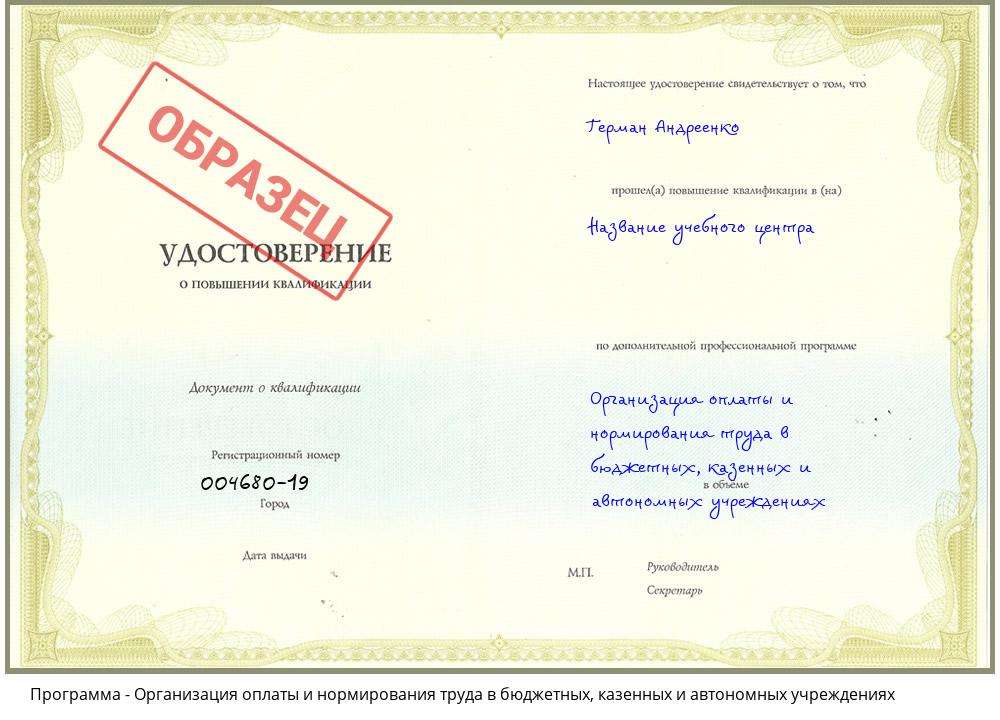 Организация оплаты и нормирования труда в бюджетных, казенных и автономных учреждениях Берёзовский